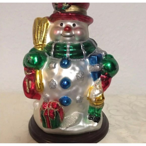 Blown Glass Snowman Figure Christmas Thomas Pacconi Classics - Picture 1 of 7
